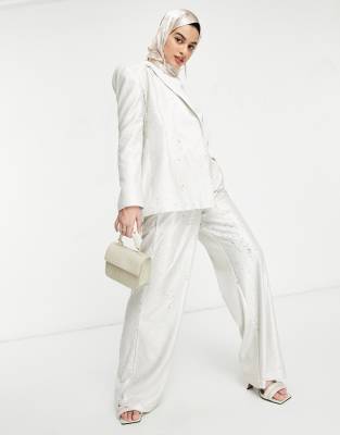 asos white sequin suit