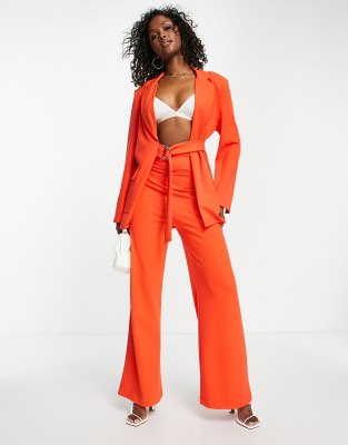 ASOS DESIGN jersey suit super high waist wide leg trouser in red - ASOS Price Checker