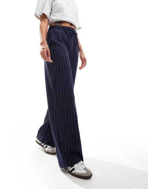 ASOS DESIGN - Pantalon de tailleur rayé à enfiler - Bleu marine
