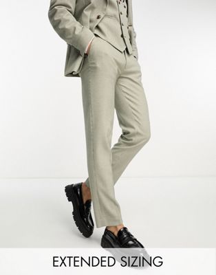 ASOS DESIGN slim suit trouser in olive in birdeye texture - ASOS Price Checker