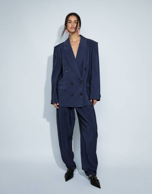ASOS DESIGN - Traje de sastre azul marino de tejido suave, 2 de 3