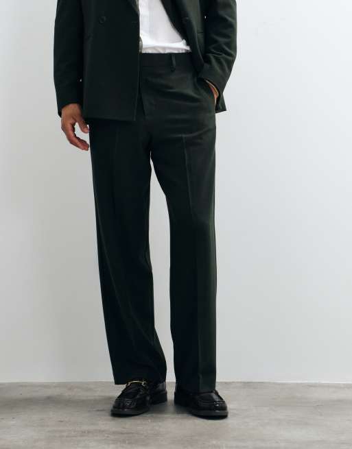 ASOS DESIGN - pantalón de traje extragrande y tapered en crepé verde oscuro, 4 de 5