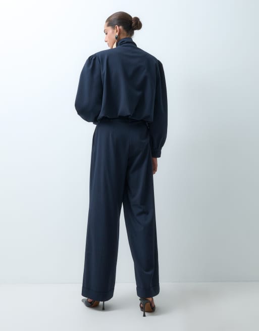 ASOS DESIGN - pantalón de traje holgado a rayas diplomáticas azul marino, 3 de 5