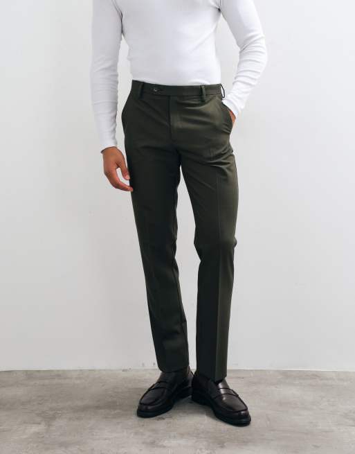 ASOS DESIGN - pantalón de traje slim resistente a las arrugas en verde oliva, 2 de 5