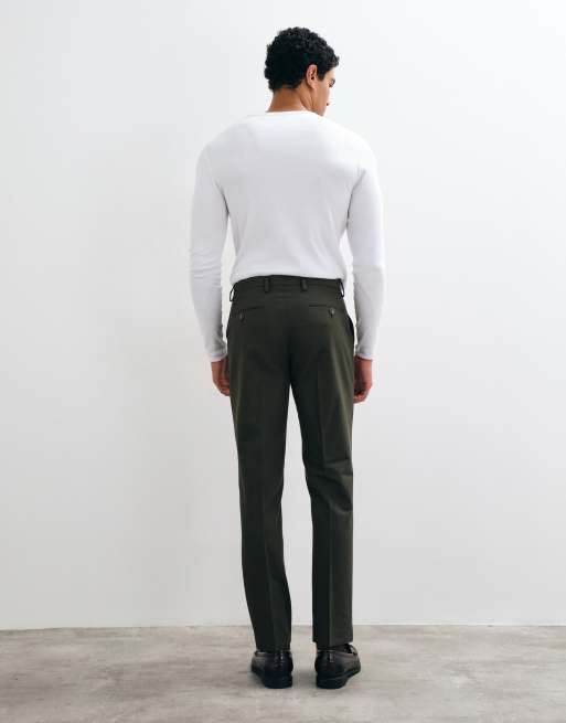ASOS DESIGN - pantalón de traje slim resistente a las arrugas en verde oliva, 3 de 5
