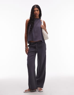 Stradivarius Tall - Pantalon à fines rayures à enfiler - Gris | ASOS