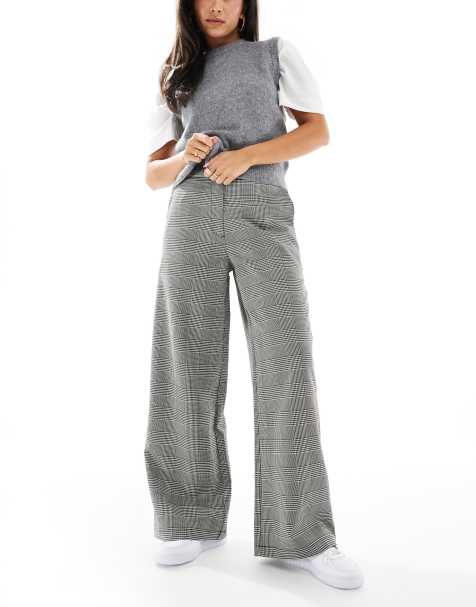 ASOS DESIGN - Pantalon décontracté coupe droite ajustée à motif pied-de-poule - Noir et blanc - view 1