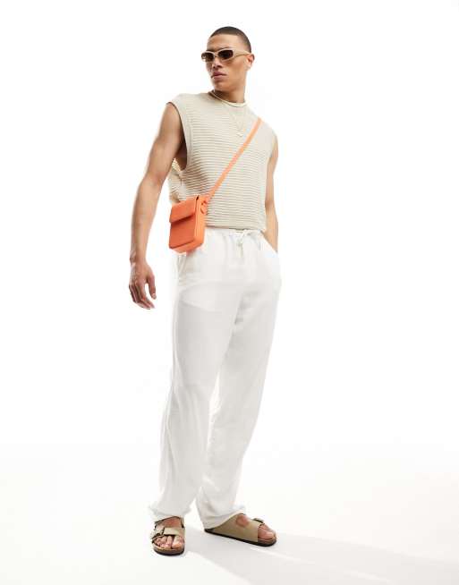 ASOS DESIGN - Pantalon décontracté en lin - Blanc