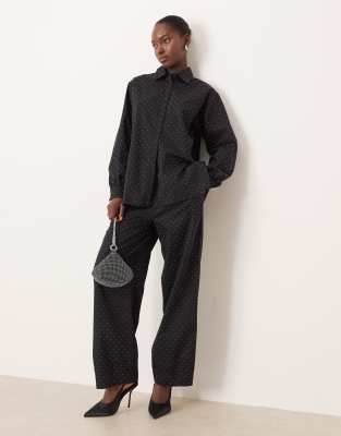 Pantalon d'ensemble à enfiler orné de strass - Noir 32