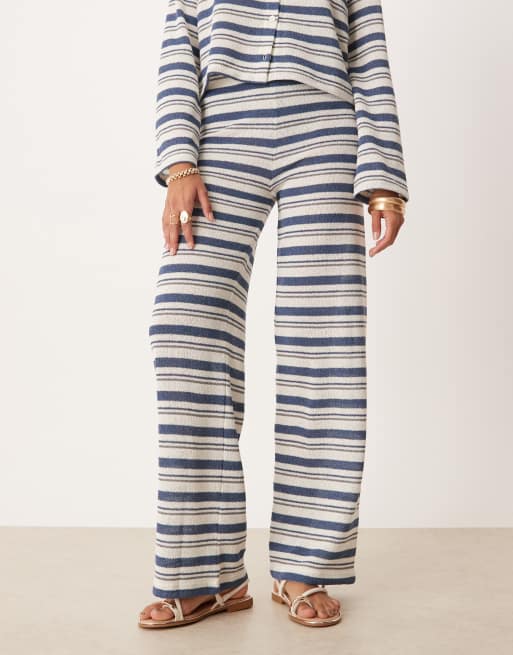 ASOS DESIGN - Pantalon d'ensemble à rayures effet coupé-cousu - Ivoire et bleu, 3 de 5