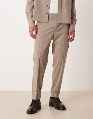 ASOS DESIGN - Pantalon d'ensemble ajusté - Beige rayé-Neutre