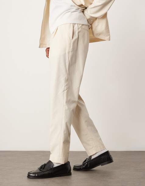 ASOS DESIGN - Pantalon d'ensemble ajusté élégant à taille élastique - Crème - view 1
