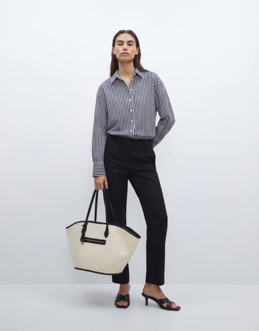 ASOS DESIGN - Pantalon d'ensemble ample à enfiler en satin à fines rayures, 7 de 9