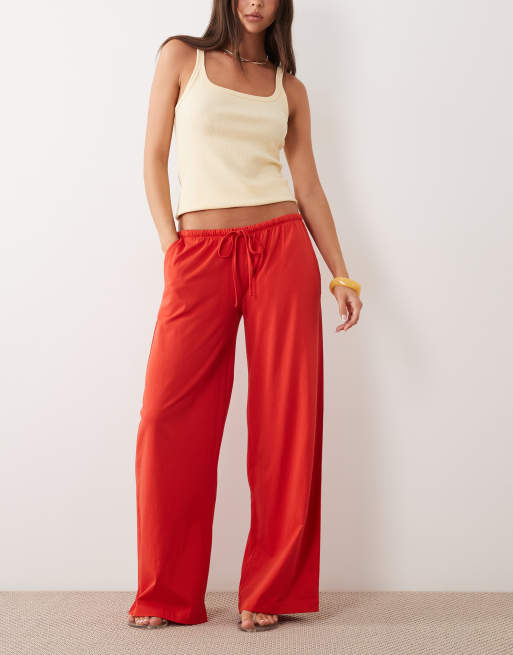 ASOS DESIGN - Pantalon d'ensemble ample à taille élastique - Rouge, 2 de 5