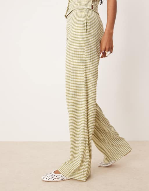 ASOS DESIGN - Pantalon d'ensemble ample avec boutons - Vichy vert, 4 de 5