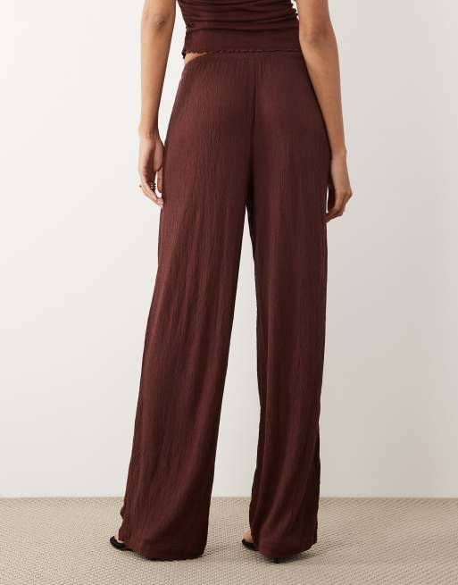 ASOS DESIGN - Pantalon d'ensemble ample effet froissé avec cordon de serrage - Chocolat, 5 de 5