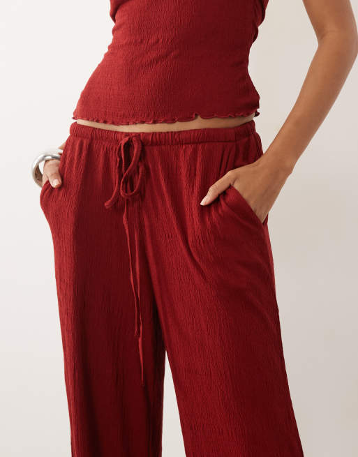 ASOS DESIGN - Pantalon d'ensemble ample effet froissé avec cordon de serrage - Rouge, 5 de 5