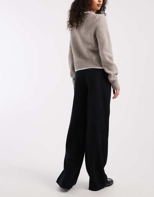 ASOS DESIGN - Pantalon d'ensemble ample en tissu côtelé effet brossé avec surpiqûres à l'avant - Noir, 3 de 5
