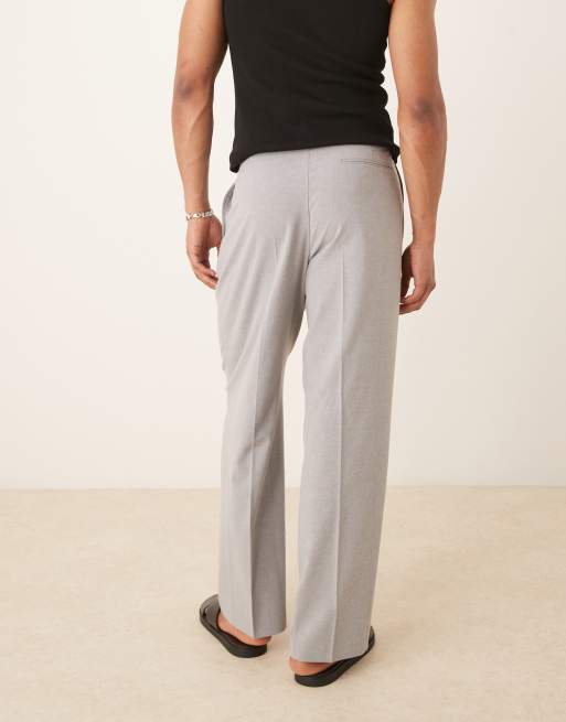 ASOS DESIGN - Pantalon d'ensemble ample habillé aspect lin à double pince - Gris, 3 de 5