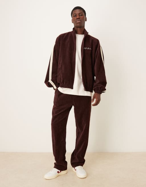 ASOS DESIGN - Pantalon d'ensemble baggy à enfiler avec bande sur le côté - Bordeaux, 2 de 5