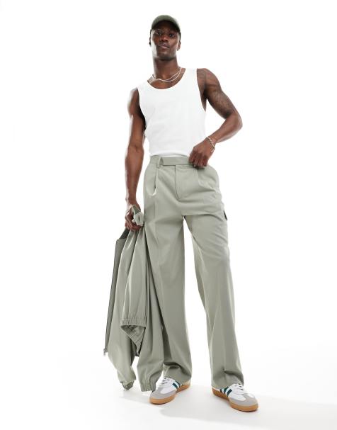 ASOS DESIGN - Pantalon d'ensemble cargo élégant coupe large - Vert - view 1