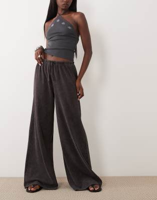 Pantalon d'ensemble côtelé à taille nouée - Marron délavé XS