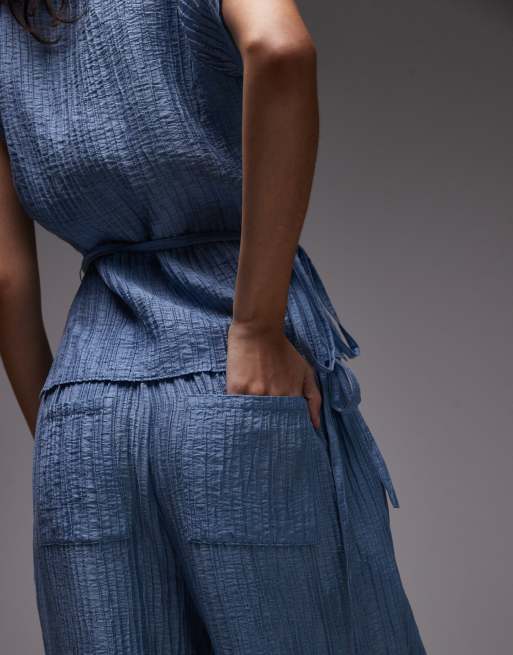 ASOS DESIGN - Pantalon d'ensemble coupe ballon effet froissé - Bleu, 3 de 5