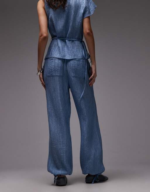 ASOS DESIGN - Pantalon d'ensemble coupe ballon effet froissé - Bleu, 4 de 5