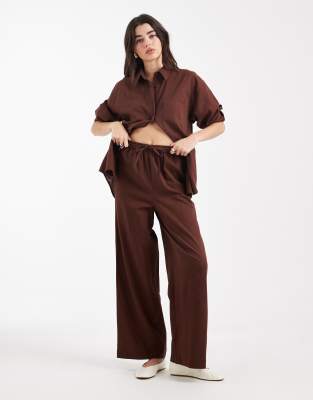 Pantalon d'ensemble en lin - Marron-Brown 34