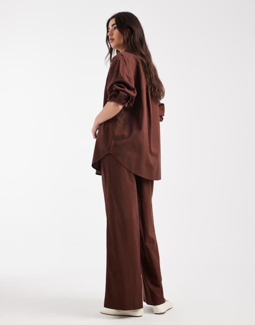 ASOS DESIGN - Pantalon d'ensemble en lin - Marron, 2 de 5