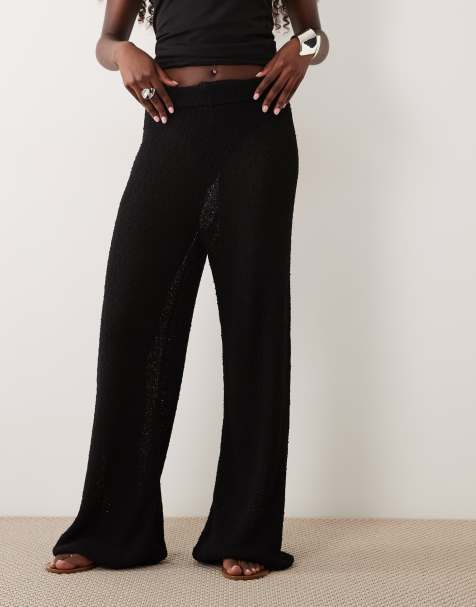 ASOS DESIGN - Pantalon d'ensemble en maille ruban - Noir - view 1