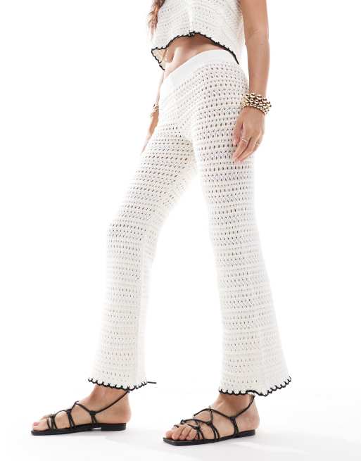 ASOS DESIGN - Pantalon d'ensemble évasé en maille ajourée à liserés, 5 de 5