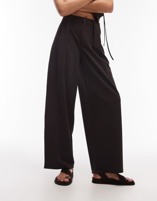 ASOS DESIGN - Pantalon d'ensemble habillé ample en sergé avec languette - Chocolat, 5 de 5