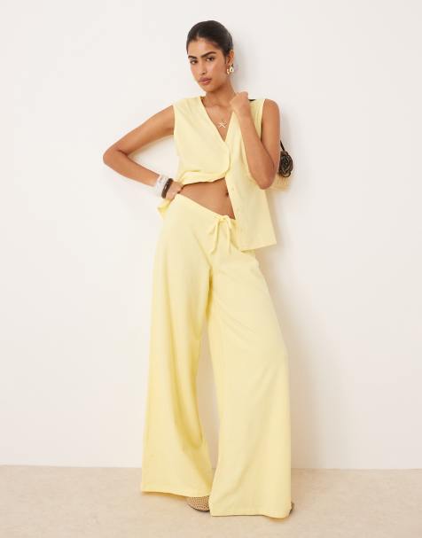 ASOS DESIGN - Pantalon d'ensemble large en maille texturée - Babeurre - view 1