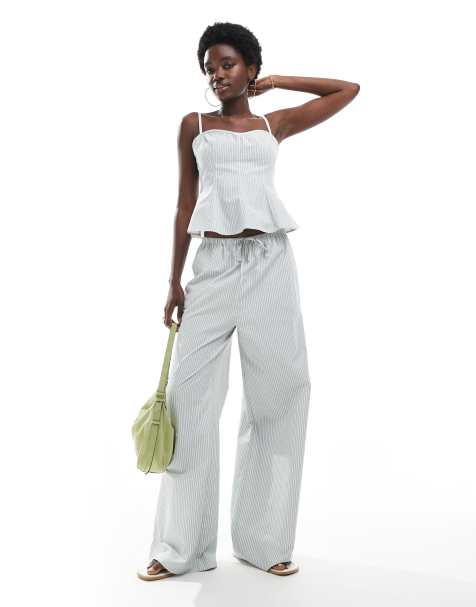 ASOS DESIGN - Pantalon d'ensemble noué à la taille avec rayures - view 1