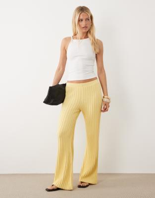 Pantalon d'ensemble plissé en maille - Babeurre-Jaune S