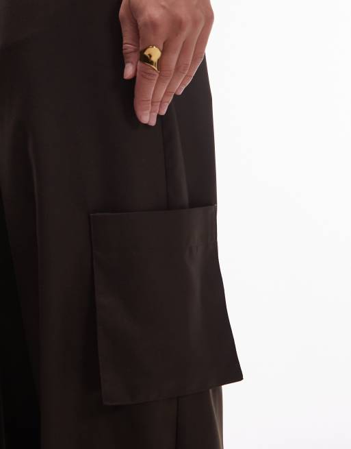 ASOS DESIGN - Pantalon droit ajusté resserré aux chevilles avec poches cargo - Chocolat, 3 de 5