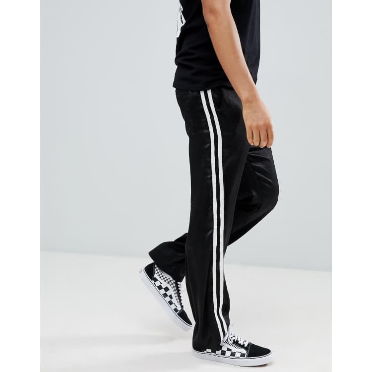 ASOS DESIGN Pantalon droit avec bande blanche sur le c t Noir