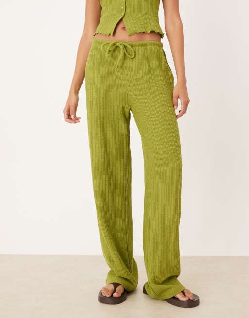 ASOS DESIGN - Pantalon droit d'ensemble en maille au crochet avec liens à la taille - Vert, 5 de 5