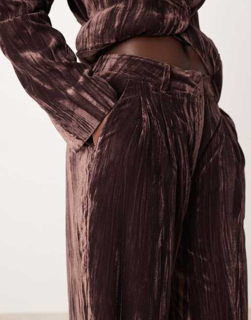 ASOS DESIGN - Pantalon droit d'ensemble en velours à taille haute ajusté - Chocolat, 3 de 5