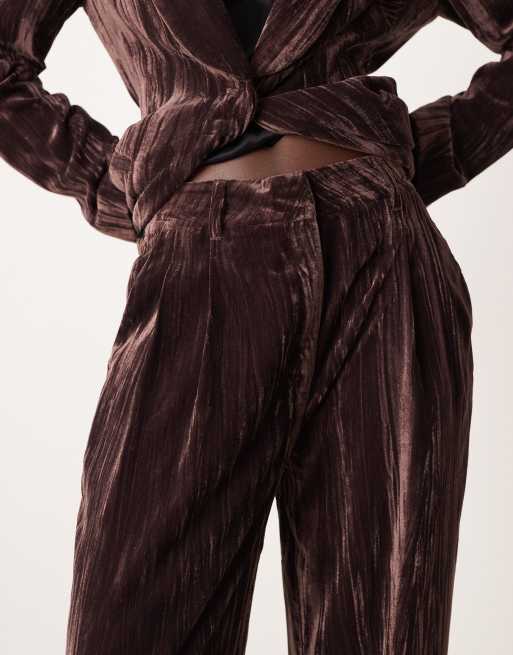 ASOS DESIGN - Pantalon droit d'ensemble en velours à taille haute ajusté - Chocolat, 5 de 5