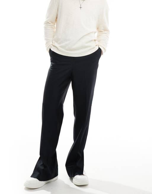 ASOS DESIGN - Pantalon droit élégant à taille haute fendu sur les côtés - Noir, 3 de 5