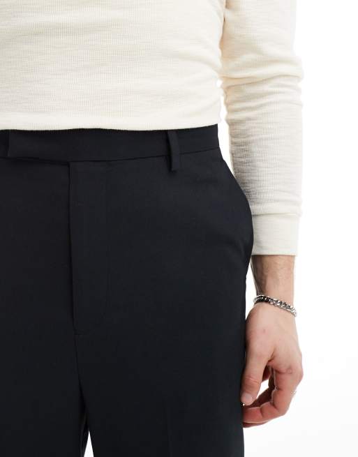 ASOS DESIGN - Pantalon droit élégant à taille haute fendu sur les côtés - Noir, 4 de 5