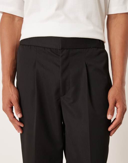 ASOS DESIGN - Pantalon droit élégant avec taille partiellement élastique - Noir, 4 de 5