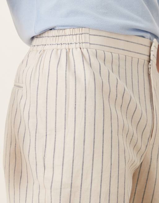 ASOS DESIGN - Pantalon droit élégant en coton mélangé à fines rayures - Blanc, 5 de 5