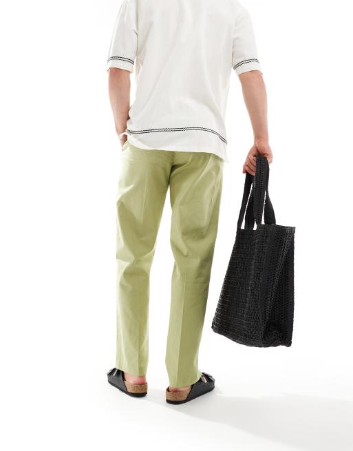 ASOS DESIGN - Pantalon droit élégant en lin mélangé - Vert sauge, 5 de 5
