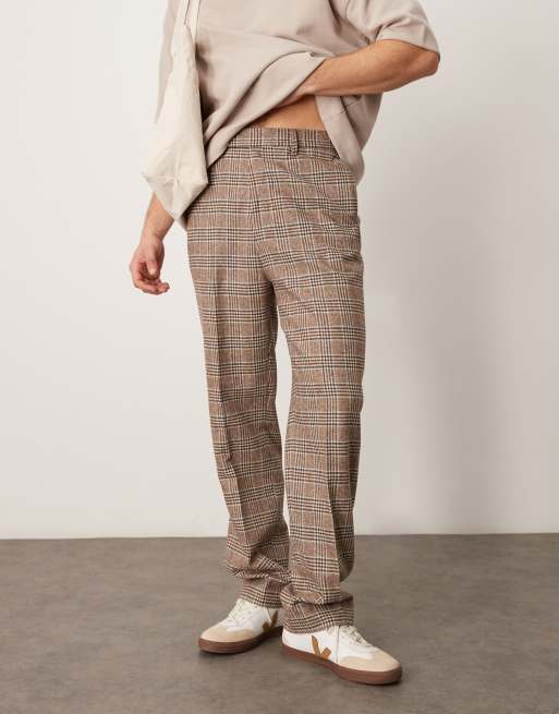 ASOS DESIGN Pantalon droit élégant taille haute à carreaux en