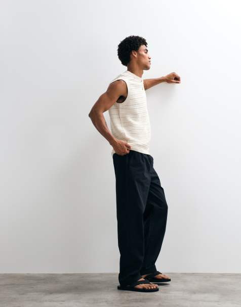 ASOS DESIGN - Pantalon droit en lin mélangé - Noir - view 1