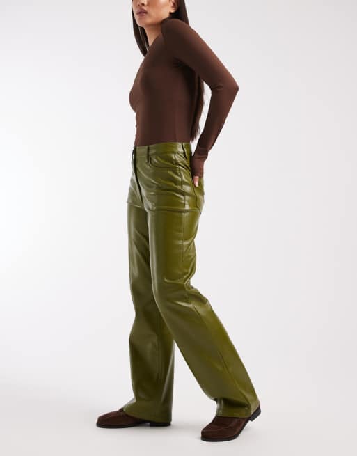 ASOS DESIGN - Pantalon droit en similicuir - Olive, 2 de 5