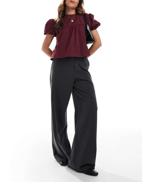 ASOS DESIGN - Pantalon droit habillé coupe décontractée - Anthracite rayé - view 1